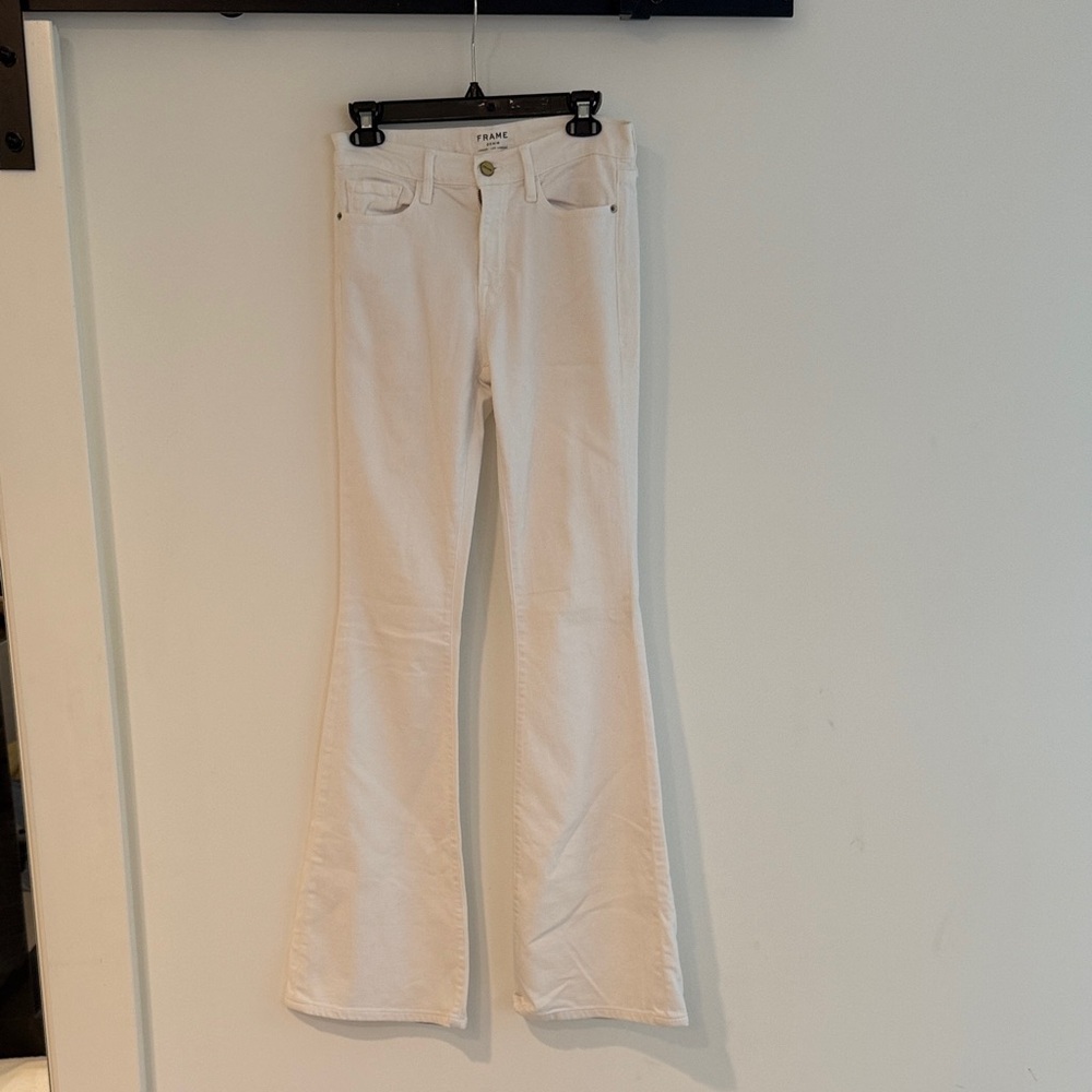 Frame Denim Cream Flare Jeans